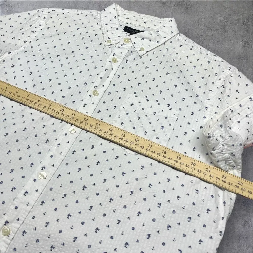 Banana Republic Shirt L Nautical Anchor Palm Tree Cotton Beach Cruise Casual